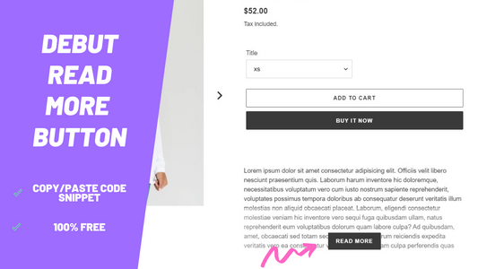 Debut theme Read More button on the product page