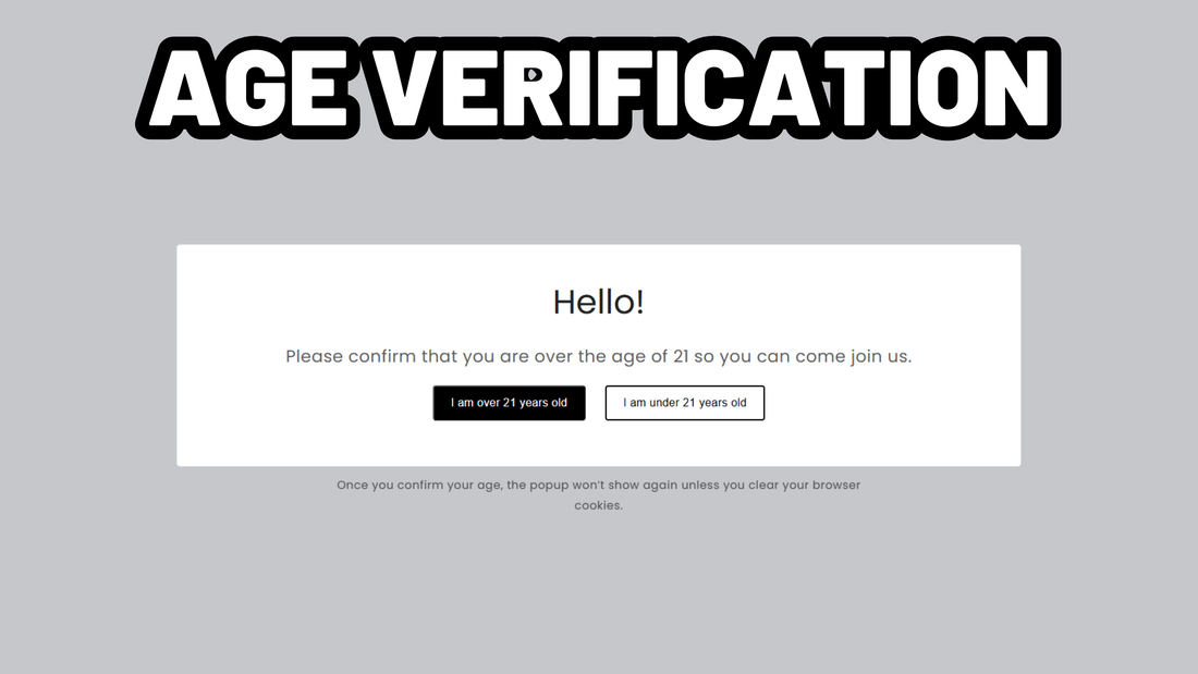 Example of an age verification modal from the Age Verification Popup section from the Sections Jungle app