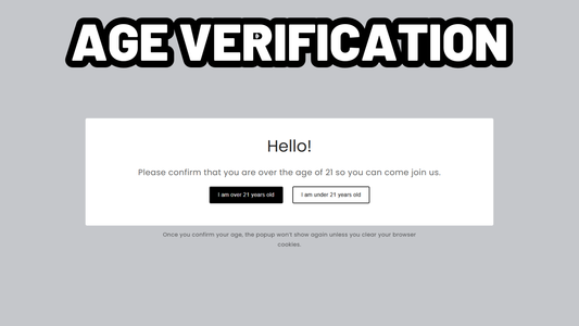 Example of an age verification modal from the Age Verification Popup section from the Sections Jungle app
