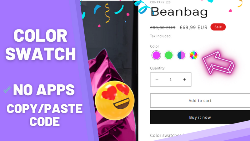 Add color swatches to the product page [NO apps]