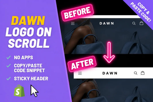 Dawn theme logo swap on scroll, no apps