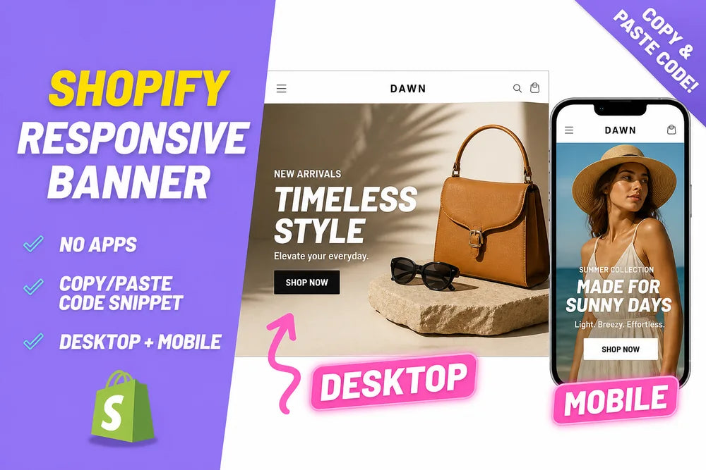 Shopify responsive desktop and mobile banner, no apps