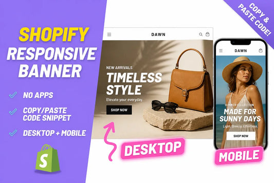 Shopify responsive desktop and mobile banner, no apps