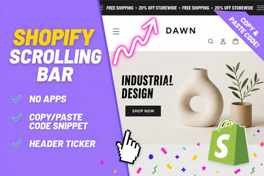 Shopify scrolling announcement bar, no apps, copy paste code
