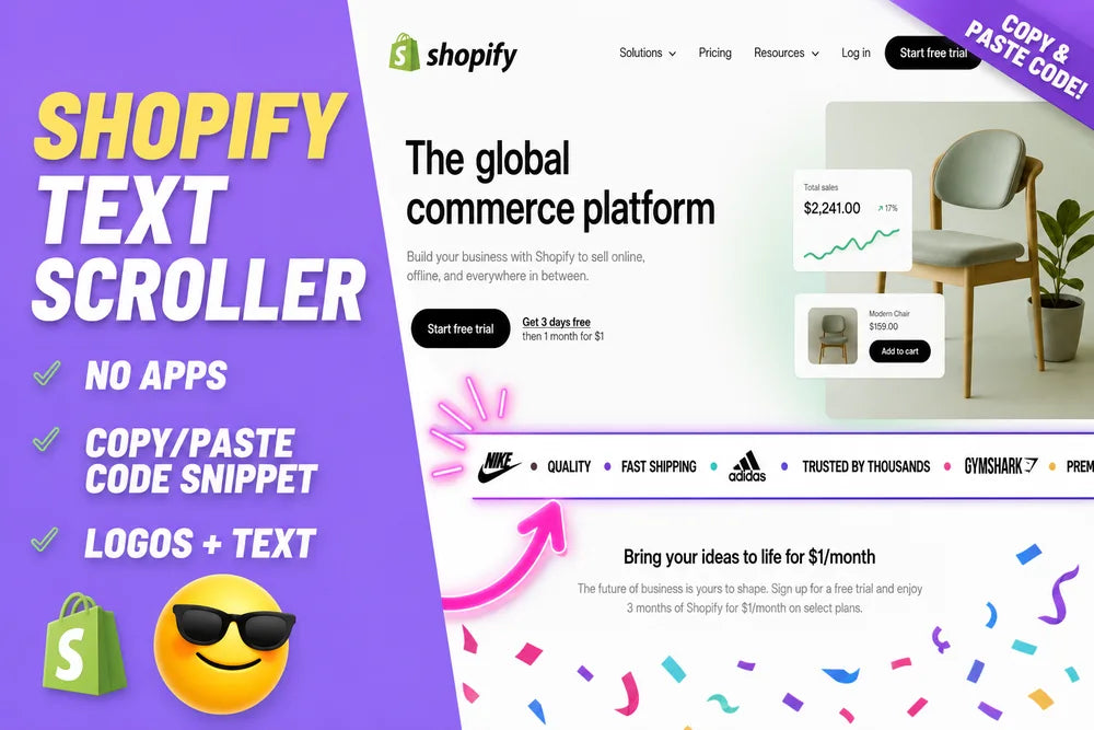 Shopify text and logo scroller section, no apps